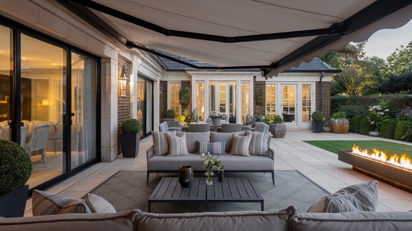 Luxury Outdoor Living Combining Awnings with Furniture and Decor