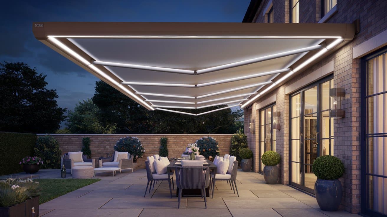 Roof-Mounted Awnings with LED Lighting