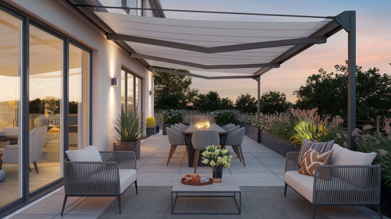 Vertical Drop Awnings for Patio Wind Protection