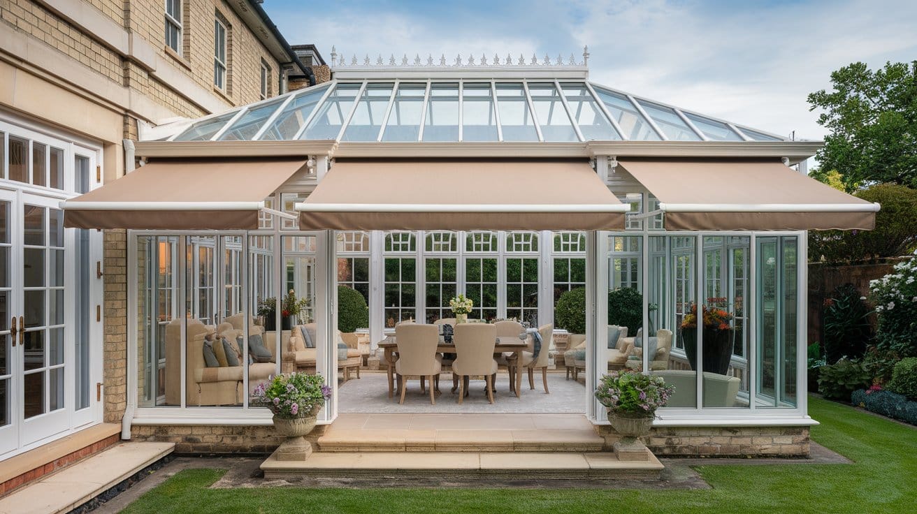 Side-Mounted Awnings for Large Conservatories