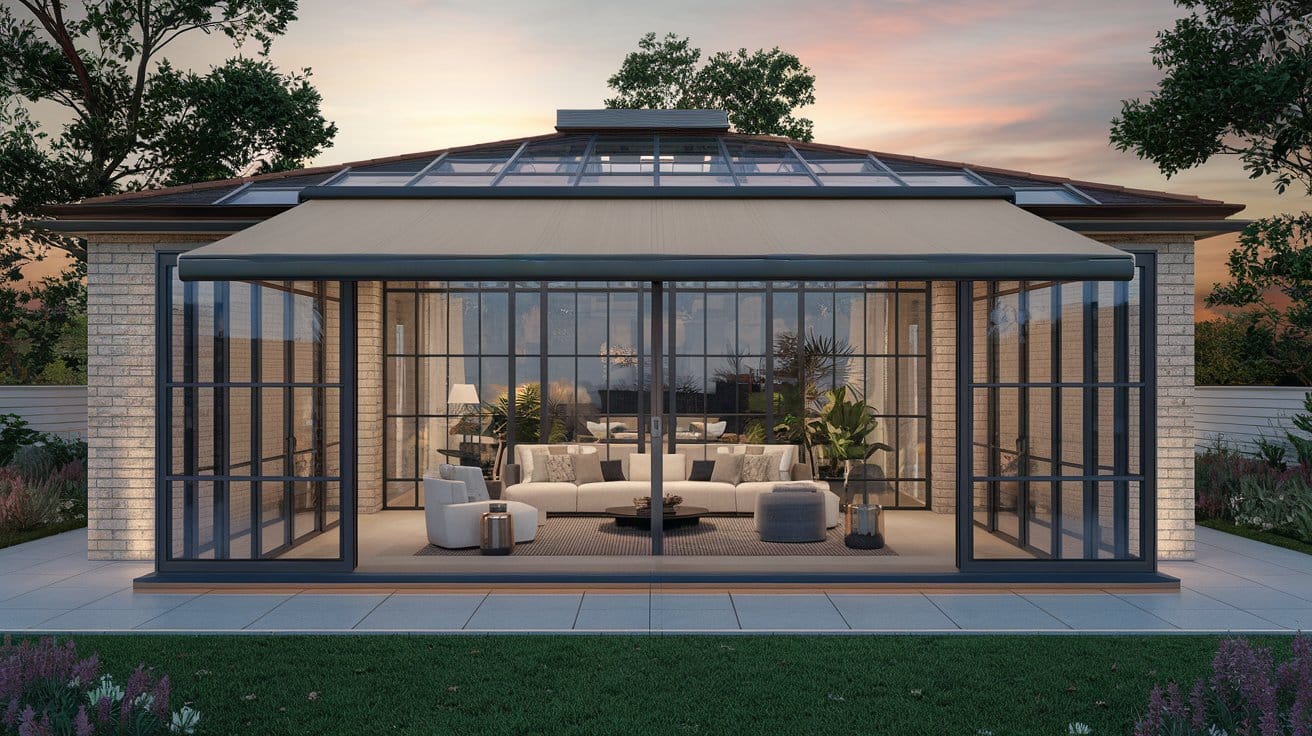 Stylish Roof-Mounted Awnings for Modern Conservatories